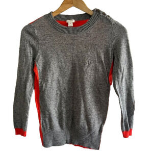 J CREW ~ Grey and Red Wool Blend Sweater